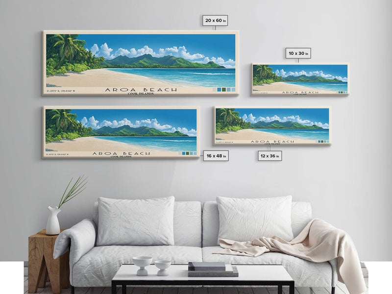 Aroa Beach, Cook Islands Panoramic Beach Print, Vacation Gift, Cook Islands Wall Art, Beach Painting, Beach Decor, Beach Painting