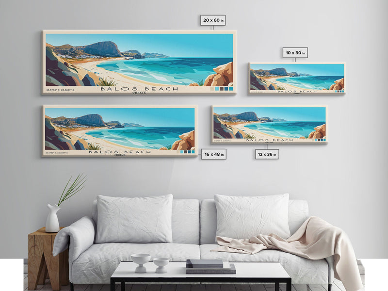 Balos Beach, Greece Panoramic Beach Print, Vacation Gift, Greece Wall Art, Beach Painting, Beach Decor, Beach Painting