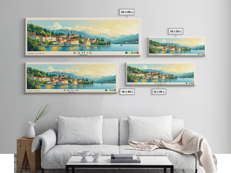 Banje, Croatia Panoramic Print, Vacation Gift, Croatia Wall Art, Beach Painting, Beach Decor, Beach Or Lakehouse Art