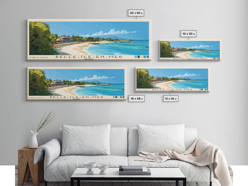 Belle-Ãle-en-Mer, France Panoramic Print, Vacation Gift, France Wall Art, Beach Painting, Beach Decor, Beach Or Lakehouse Art