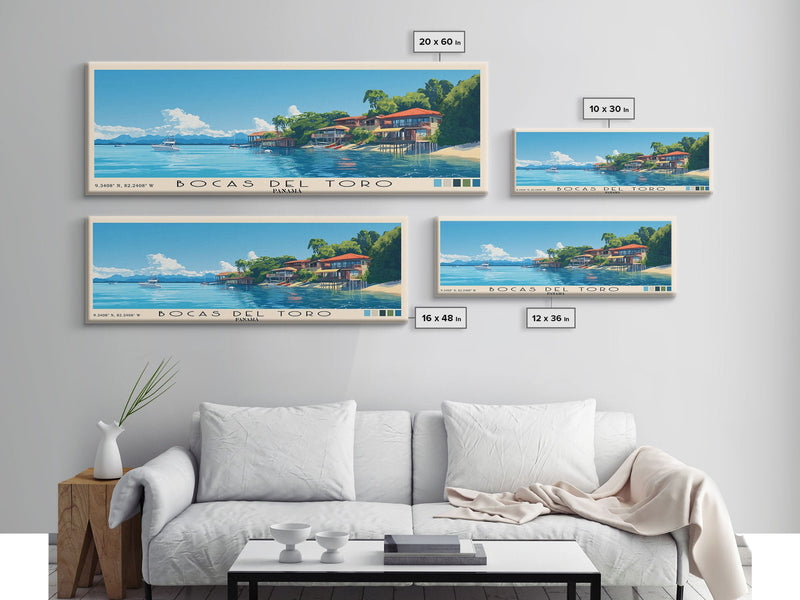 Bocas del Toroâ€¯, PanamÃ¡ Panoramic Beach Print, Vacation Gift, PanamÃ¡ Wall Art, Beach Painting, Beach Decor, Beach Painting