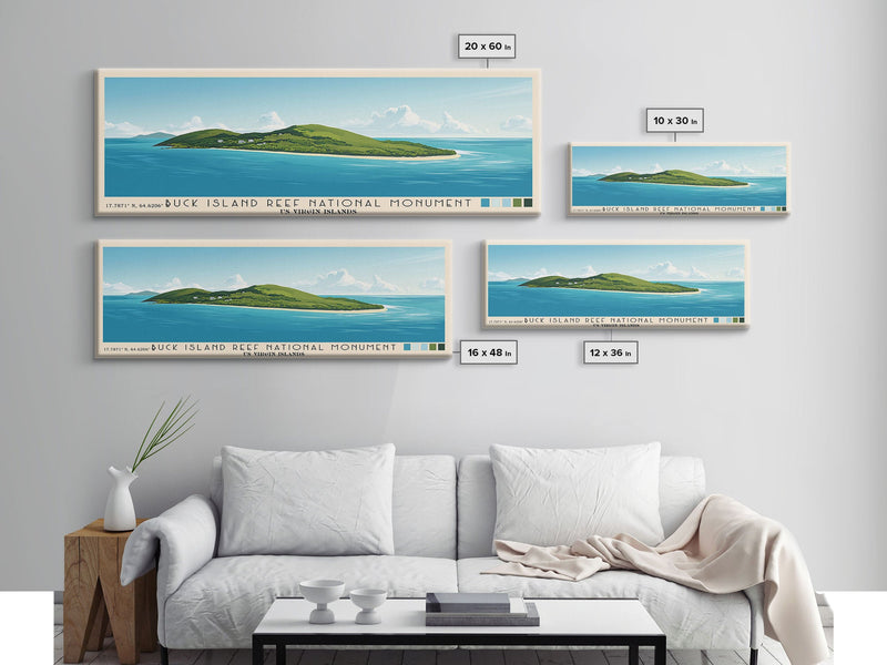 Buck Island Reef National Monument, US Virgin islands Panoramic Beach Print, Vacation Gift, US Virgin islands Wall Art, Framed Canvas Print, Framed Beach Painting