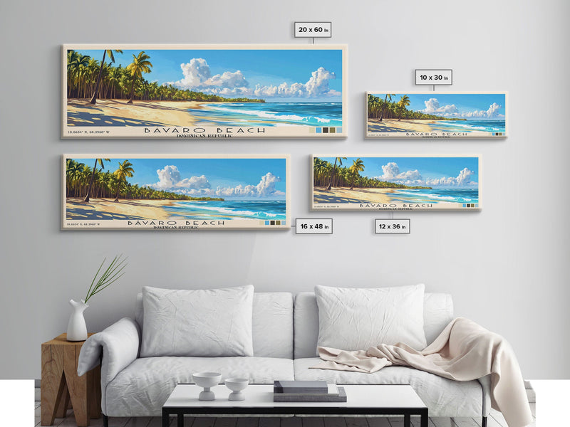 BÃ¡varo Beach, Dominican Republic Panoramic Beach Print, Vacation Gift, Dominican Republic Wall Art, Beach Painting, Beach Decor, Beach Painting