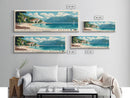 Plavi Horizonti Beach, Montenegro Panoramic Print, Vacation Gift, Montenegro Wall Art, Beach Painting, Beach Decor, Large Wall Art, Wood Frame Art