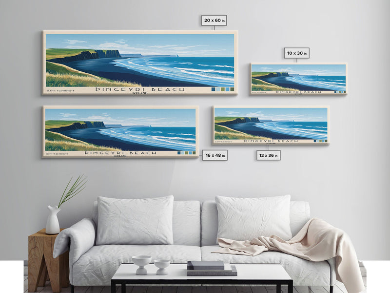 Ãingeyri Beach, Iceland Panoramic Beach Print, Vacation Gift, Iceland Wall Art, Framed Canvas Print, Framed Beach Painting