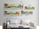 Buffalo New York Panoramic Painting, Mid Century Modern Framed Canvas Print, Retro Pop Art Travel Poster, Wall Decor, Home Decor, Wall Hanging