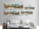 Dallas Texas Panoramic Wall Art, Retro Pop Art Framed Canvas Print, Mid Century Modern Travel Poster, Living Room Decor, Office Art