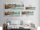 Philadelphia Pennsylvania Panoramic Wall Art, Retro Pop Art Framed Canvas Print, Mid Century Modern Travel Poster, Living Room Decor