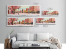 Elizabeth New Jersey Panoramic Wall Art, Mid Century Modern Framed Canvas Print, Retro Pop Art Travel Poster, City Home Decor, Office Art