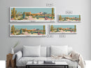 Mesa Arizona Panoramic Painting, Mid Century Modern Framed Canvas Print, Retro Pop Art Travel Poster, Office Wall Art