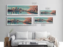 Baltimore Maryland Panoramic Painting, Framed Canvas Print, Mid Century Modern Wall Art, Retro Pop Art Travel Poster, Home Decor, City Art