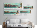 Little Rock Arkansas Panoramic View, Mid Century Modern Framed Canvas Print, Retro Pop Art Travel Poster, Office Decor, Cityscape Art