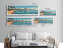Long Beach California Panoramic Wall Art, Mid Century Modern Framed Canvas Print, Retro Pop Art Travel Poster, Living Room, Gift Idea