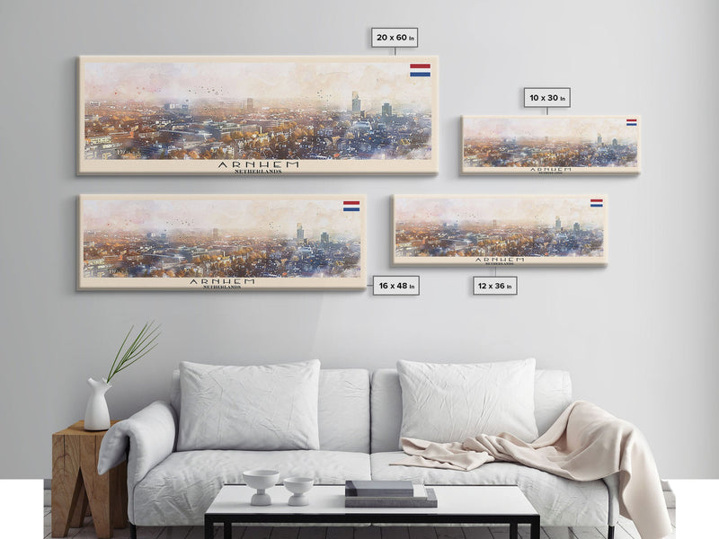 Arnhem Netherlands Wall Art, Panoramic Travel Poster, Panoramic Framed Canvas Print, City Wall Art, Wall Hanging Home Decor, Travel Art