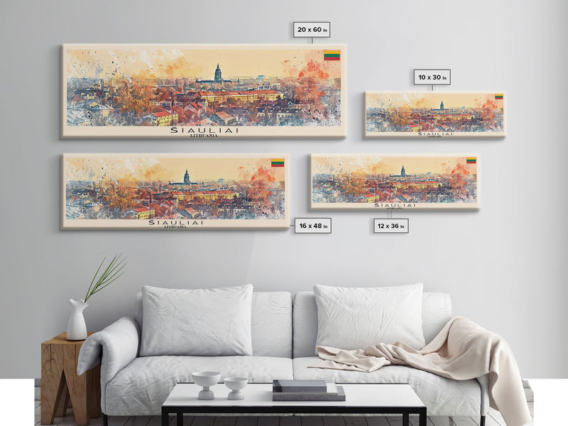 Å Iauliai Lithuania Travel Print Wall Art, Panoramic City Art, Travel Art, Wall Decor, Vacation Gift, Framed Canvas Print Or Metal Art