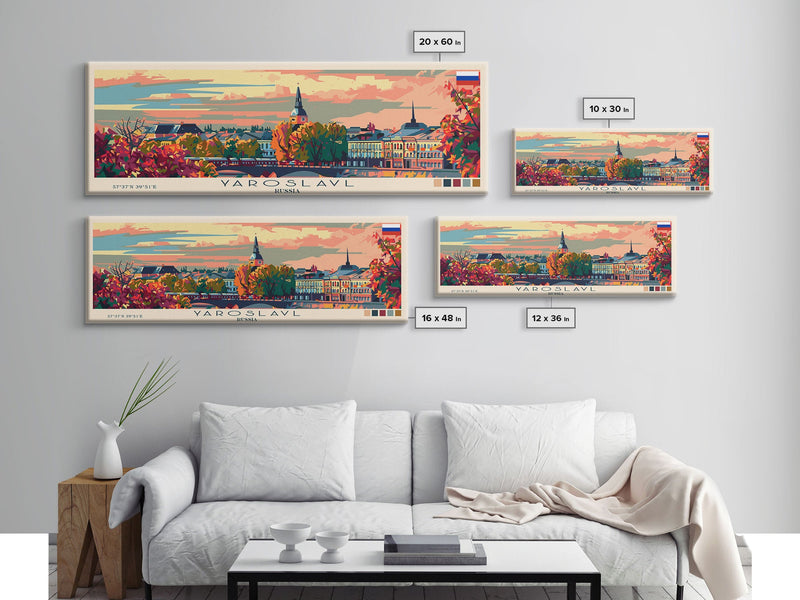 Yaroslavl Russia Wall Art, Panoramic Travel Poster, Panoramic Framed Canvas Print, City Wall Art, Wall Hanging Home Decor, Travel Art