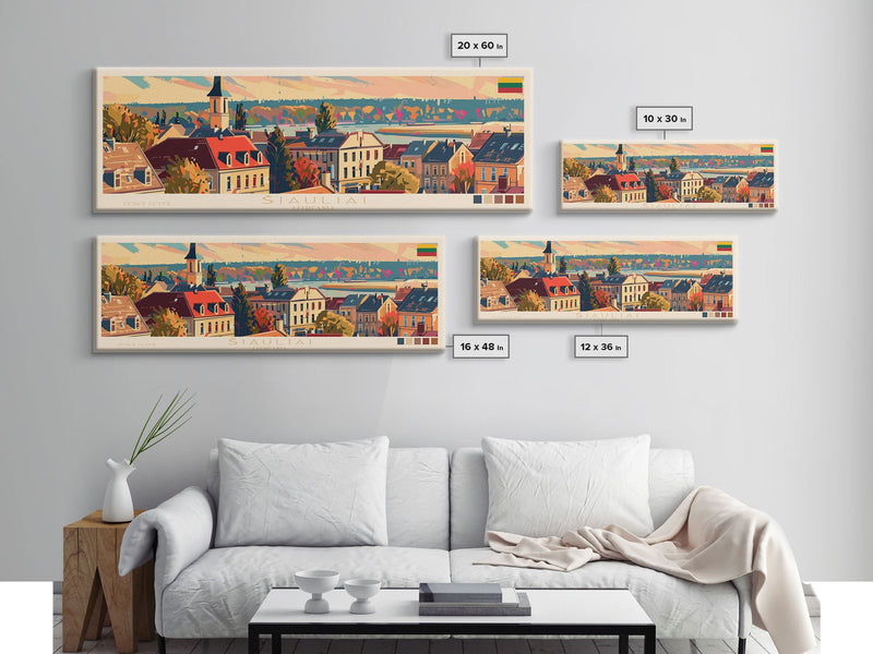 Å Iauliai Lithuania Travel Print Wall Art, Panoramic City Art, Travel Art, Wall Decor, Vacation Gift, Framed Canvas Print Or Metal Art