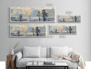 Blue Cypress Lake Florida Framed Canvas Print, Lake House Art, Panoramic Scenic View, Travel Poster, Modern Decor, Lake Painting
