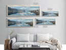 Caballo Lake New Mexico Framed Canvas Print, Lake House Art, Panoramic Wall Art, Travel Poster, Modern Lake Painting, Home Decor