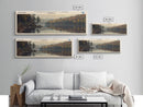 Cormorant Lake Framed Canvas Print, Lake House Decor, Panoramic Wide Art, Travel Poster, Rustic Lake Painting, Home Decor