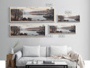 Irish Lake Indiana Framed Canvas Print, Panoramic Lake House Decor, Wall Art, Travel Poster, Peaceful Lake Painting, Home Decor