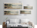 Lake Massapoag Massachusetts Framed Canvas Print, Lake House Decor, Panoramic Wall Art, Travel Poster, Serene Waterscape Painting, Boho Art