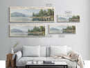 Lake San Cristobal, Boho Art, Beautiful Landscape, Travel Poster Art, Wall Art, Home Decor, Nature Scene, Lake Painting, Minimalist Art, Living Room Decor, Travel Print, Framed Canvas Print, Lake House Decor, Panoramic Print
