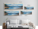 Lake Shasta, Boho Art, Beautiful Landscape, Travel Poster Art, Wall Art, Home Decor, Nature Scene, Lake Painting, Minimalist Art, Rustic Art, Travel Print, Framed Canvas Print, Lake House Decor, Panoramic Print