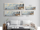 Lake Tahoe Framed Canvas Print, Lake House Decor, Panoramic Wall Art, Travel Poster, Stunning Landscape Painting, Contemporary Art