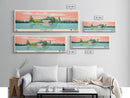 Banning Lake Indiana Framed Canvas Print, Panoramic Travel Poster, Midcentury Modern Wall Art, Pop Art, Bedroom Decor