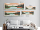 Canoe Lake Saskatchewan Framed Canvas Print, Midcentury Modern Panoramic Wall Art, Living Room Decor, Pop Art, Travel Poster Art, Scenic Nature Painting