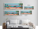 Christine Lake New Hamphire Framed Canvas Print, Pop Art Panoramic Travel Poster, Midcentury Modern, Wall Art, Scenic Nature Painting, Bedroom Decor, Living Room Art