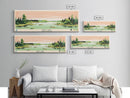 Davy Lake Saskatchewan Framed Canvas Print, Midcentury Modern Panoramic Wall Art, Living Room Decor, Pop Art, Travel Poster Art, Scenic Nature Painting