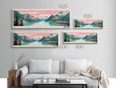 Diablo Lake Washington Framed Canvas Print, Midcentury Modern Panoramic Wall Art, Bedroom Decor, Pop Art, Travel Poster Art, Scenic Nature Painting