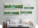 Harvey Lake Vermont Framed Canvas Print, Panoramic Wall Art, Midcentury Modern, Pop Art, Living Room Wall Art, Travel Poster, Lake View, Artistic Decor