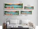 Jordan Pond Maine Framed Canvas Print, Panoramic Wall Art, Midcentury Modern, Pop Art, Bedroom Decor, Travel Poster, Artistic Home Decor