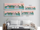 Lac des Allemands Louisiana Framed Canvas Print, Panoramic Wall Art, Midcentury Modern, Pop Art, Bedroom Art, Travel Poster, Living Room Decor