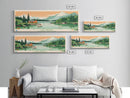 Lake Grandin Northwest Territories Framed Canvas Print, Panoramic Art, Midcentury Modern, Pop Art, Living Room Wall Art, Travel Poster, Lake House Decor