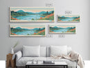 Lake Sonoma California Framed Canvas Print, Panoramic Wall Art, Midcentury Modern, Pop Art, Living Room Decor, Travel Poster, Lake House Art