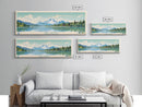 Lake Tahoma North Carolina Framed Canvas Print, Panoramic Wall Art, Midcentury Modern, Pop Art, Living Room Decor, Travel Poster, Lake House Art
