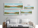 Lake Wallenpaupack, Pennsylvania Panoramic Wall Art Framed Canvas Print, Midcentury Modern, Pop Art, Home Decor, Travel Poster, Living Room Art