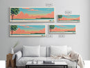 Lake Wapello, Iowa Panoramic Wall Art Framed Canvas Print, Midcentury Modern, Pop Art, Home Decor, Travel Poster, Living Room Art