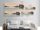 Lake Winchester, Connecticut Panoramic Wall Art Framed Canvas Print, Midcentury Modern, Pop Art, Home Decor, Travel Poster, Bedroom Art