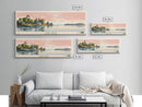 Lake Wylie, South Carolina Panoramic Wall Art Framed Canvas Print, Midcentury Modern, Pop Art, Home Decor, Travel Poster, Living Room Art