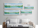 Lake of the Isles Minneapolis Framed Canvas Print, Panoramic Wall Art, Midcentury Modern, Pop Art, Living Room Decor, Travel Poster, Lake House Art