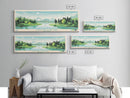 Lewis and Clark Lake, Nebraska Panoramic Wall Art Framed Canvas Print, Midcentury Modern, Pop Art, Home Decor, Travel Poster, Bedroom Art