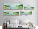 Medina Lake, Texas Panoramic Wall Art Framed Canvas Print, Midcentury Modern, Pop Art, Home Decor, Travel Poster, Bedroom Art