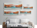 Raystown Lake, Pennsylvania Framed Canvas Print, Living Room Art, Midcentury Modern, Panoramic Travel Poster, Wall Art, Pop Art