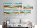 Round Valley Reservoir, New Jersey Framed Canvas Print, Panoramic Travel Poster, Midcentury Modern Art, Home Decor, Pop Art, Wall Decoration