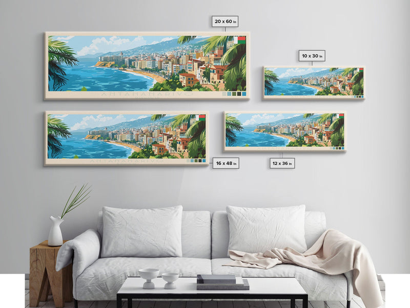 Antananarivo, Madagascar Panoramic Travel Poster Canvas Print, Antananarivo, Madagascar Painting, Madagascar Art, Antananarivo Panoramic Travel Art, Travel Painting